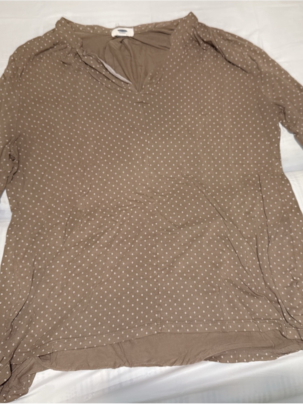Old Navy Taupe Polka Dot V-Neck Hoodie